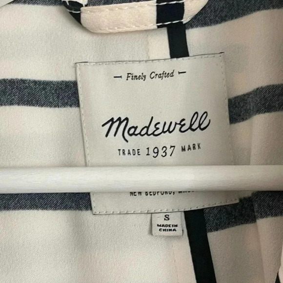 Madewell Parcel Striped Long Sleeve Double Breasted Belted Trench Coat Small - Picture 4 of 12